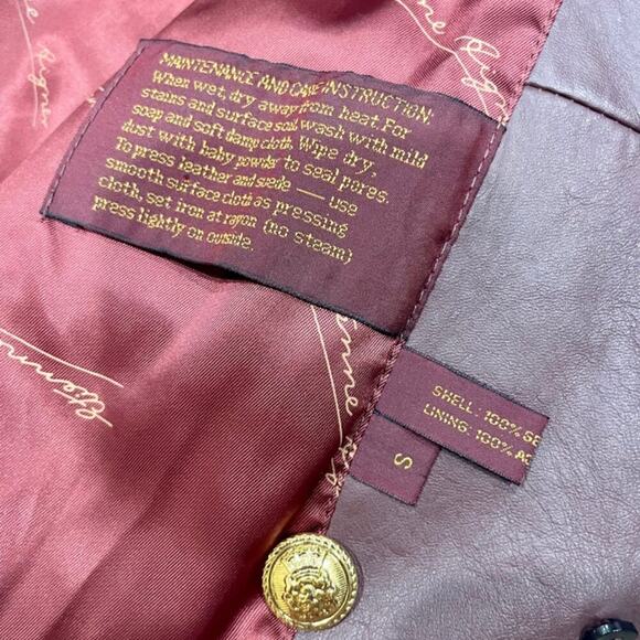 VTG ETIENNE AIGNER COAT BLAZER LEATHER MAROON SZ S OVERSIZED DARK ACADEMIA - Picture 5 of 16